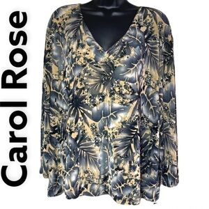Carol Rose oversized long sleeve printed leaf blouse size 3X